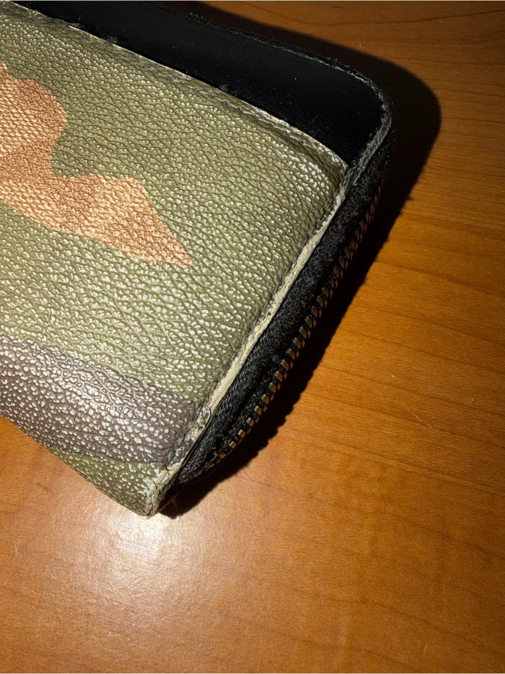 Coach Camo Zip Wallet in Green, Brown and Black